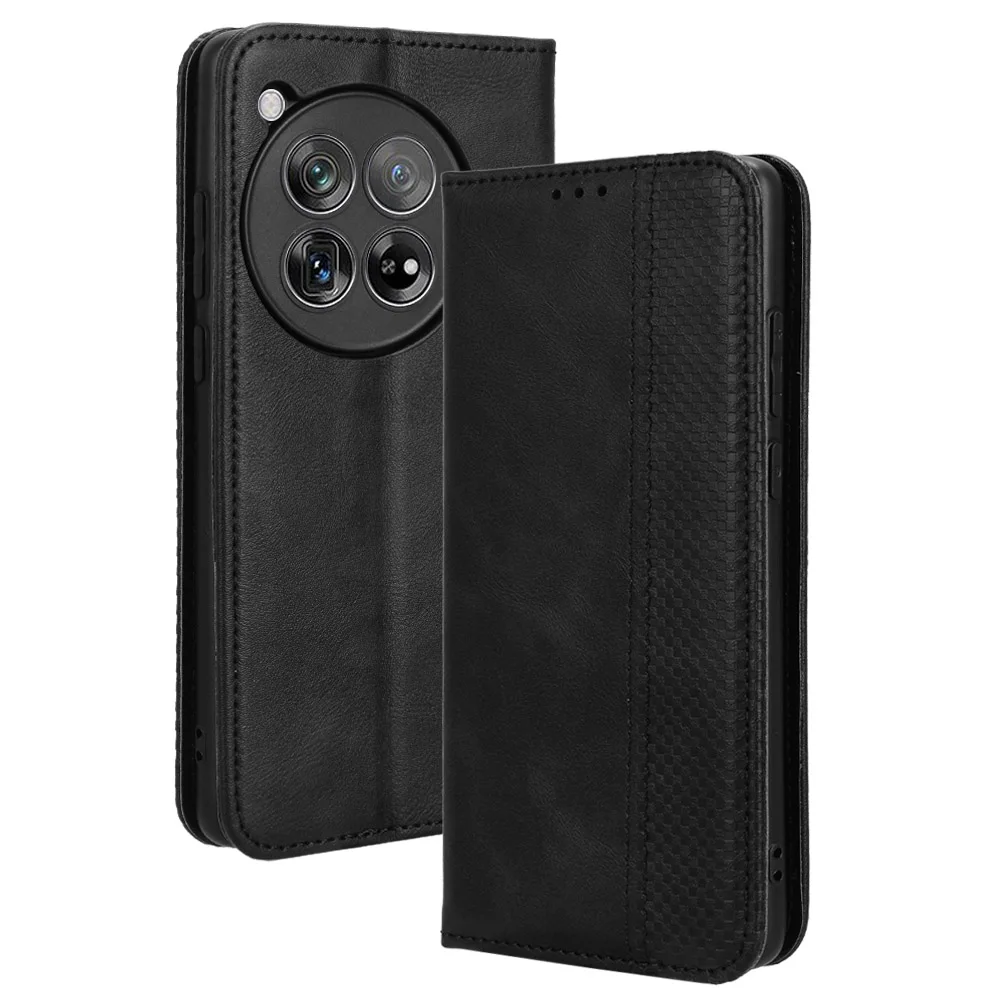 Flip Retro Style Leather Magnetic Closure Phone Cover For OnePlus 11 11R 12 12R 5G Card Slot Wallet Fall prevention Case