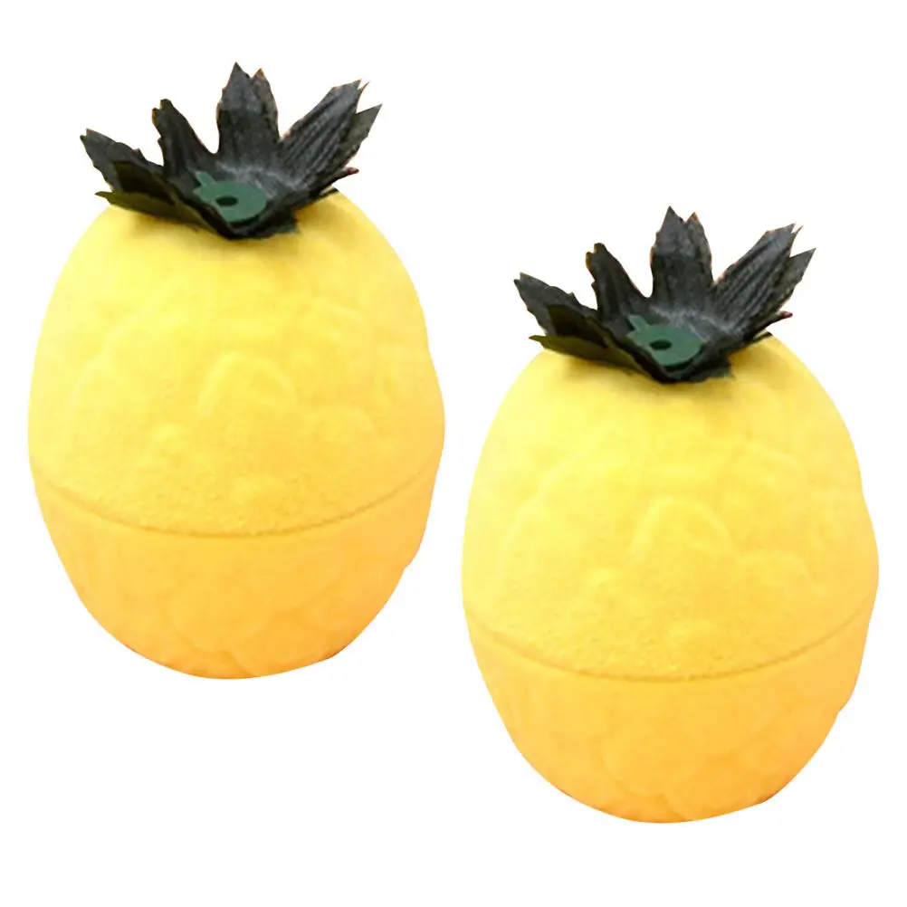 

2Pcs Boho Pineapple Jewelry Box Flannel Lined Interior Compact Design for Storing Small Accessories and Traveling