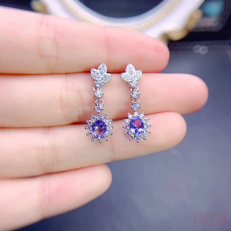 

Earrings sterling silver female Tanzanite earrings niche design sophisticated and versatile online red jewelry