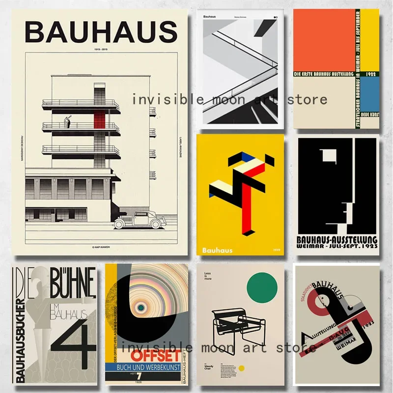 Abstract Minimalist Bauhaus Artworks Exhibition Geometric Art Posters Canvas Painting Wall Prints Picture Living Room Home Decor