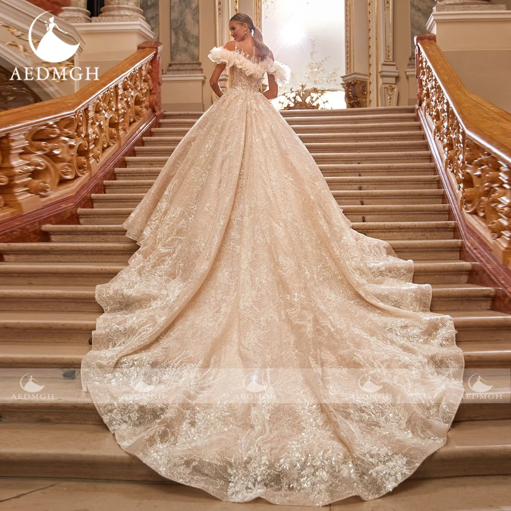 Aedmgh-Robe de Mariée Royale en Dentelle Perlée sur Mesure, Vêtement Exquis pour Patients