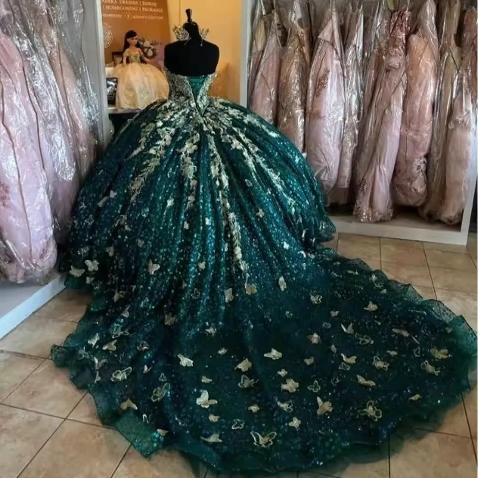 Sarcelle Charro Quinceanera robes robe de bal chérie Appliques dentelle mexicaine douce 16 robes 15 Anos personnalisé