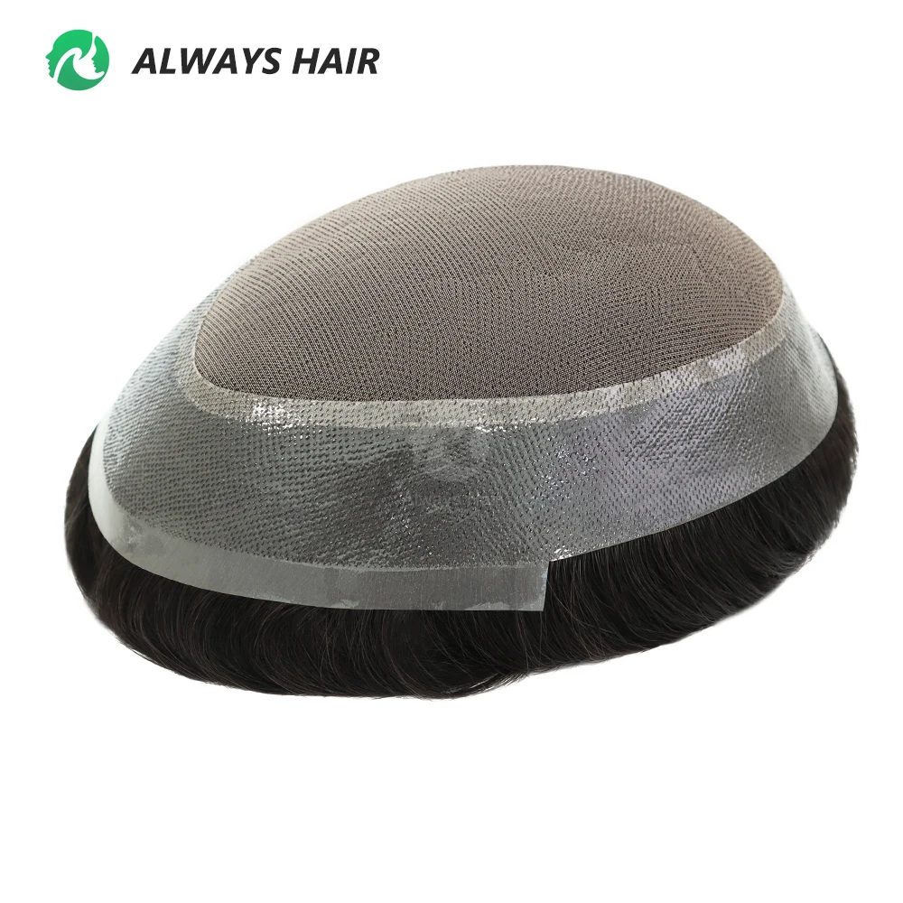 Cheap Durable Mono PU Wig Man Toupee Free Style Off Black Indian Human Hair Men's Capillary Prothesis 6x8 6x9 7x9 8x10