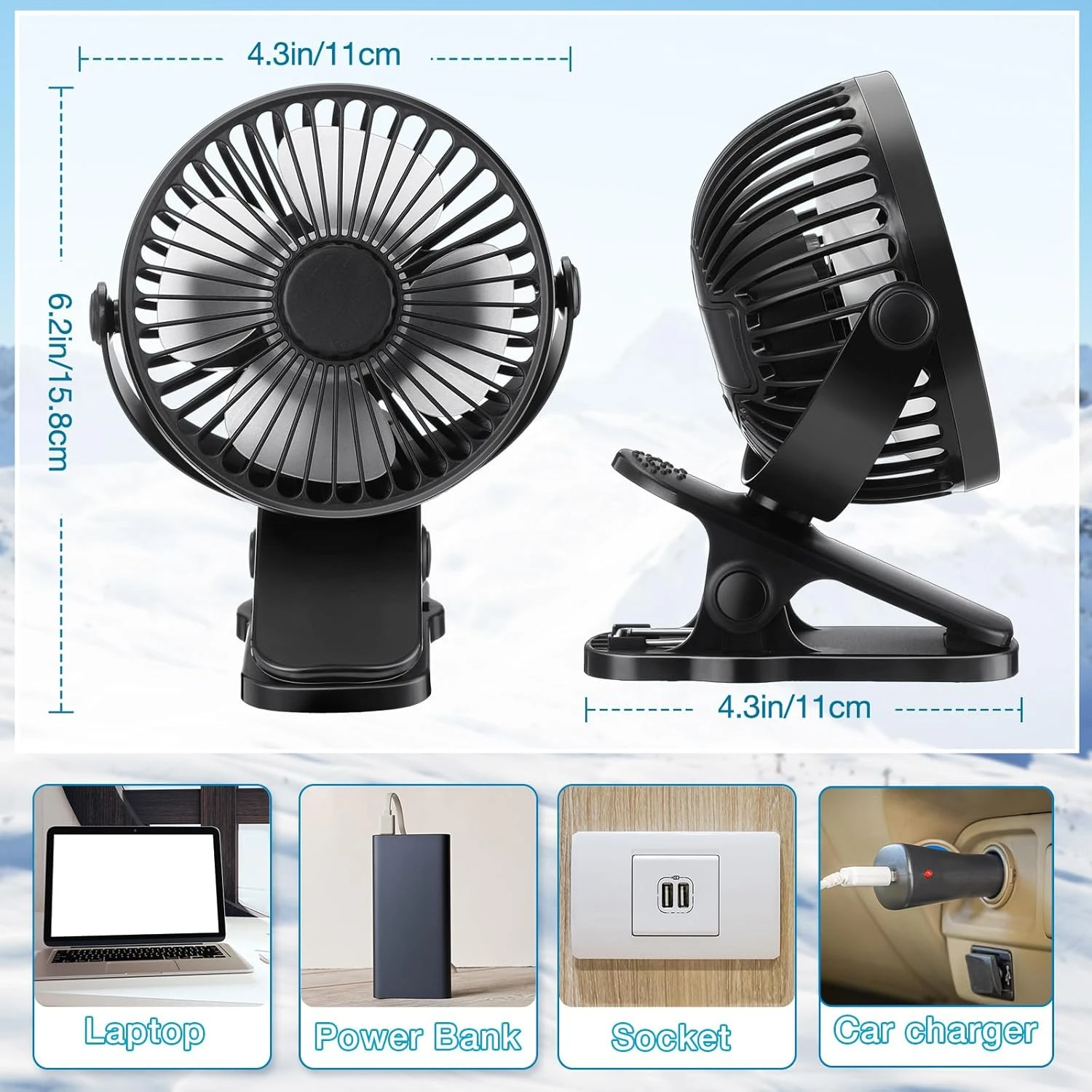 2 шт. небольшой зажим на вентилятор портативный настольный вентилятор с батарейным питанием мини-настольный вентилятор USB перезаряжаемые режимы персональный вентилятор Clooing для Ou