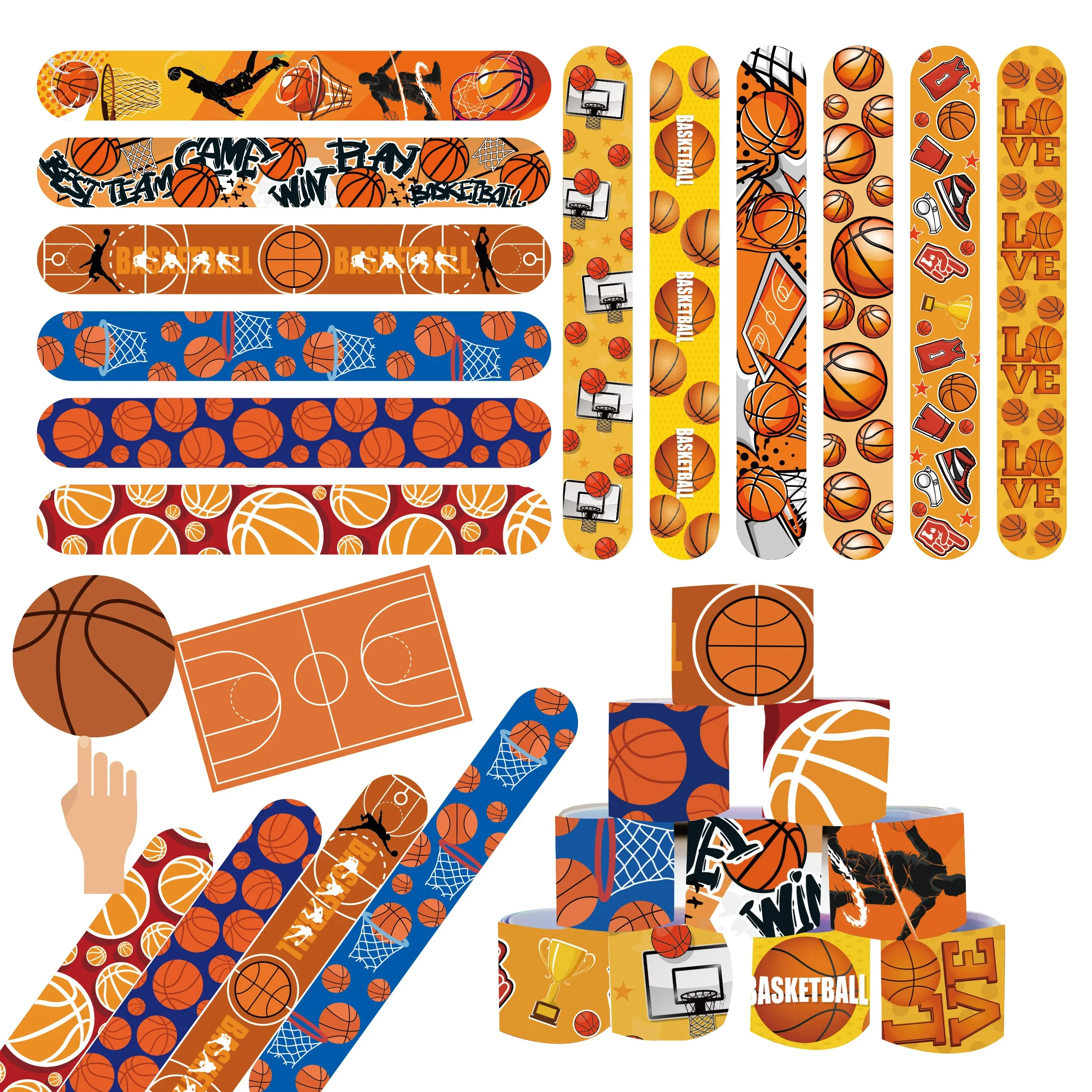 12pcs basket Slap bracciali tiro obiettivi squadra di basket Pop Circle regali ragazzi felice basket sport tema bomboniere