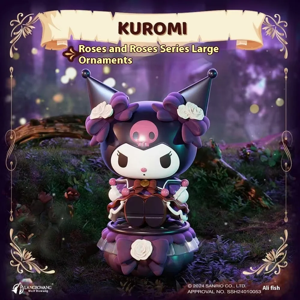 Figura de adorno grande Kawaii Sanrio Kuromi My Melody Rose y Rose, modelo de decoración bonito, juguetes, regalos de navidad y cumpleaños