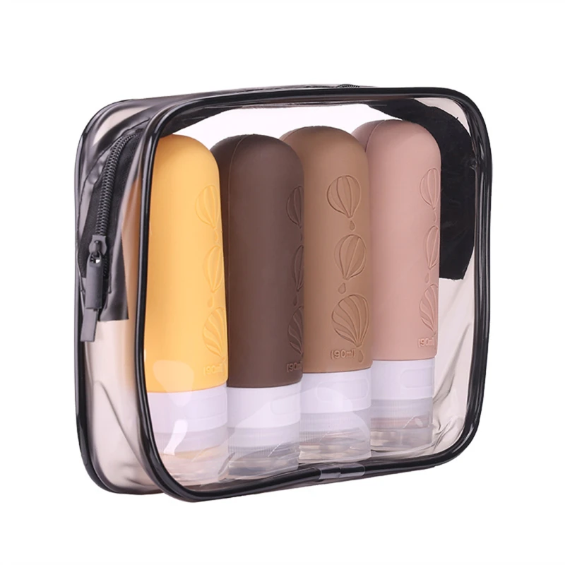 4pcs 90ML Travel Refillable Bottle Set Lotion Shampoo Shower Gel Tube Bottling Cosmetic Empty Liquid Container Portable Tool