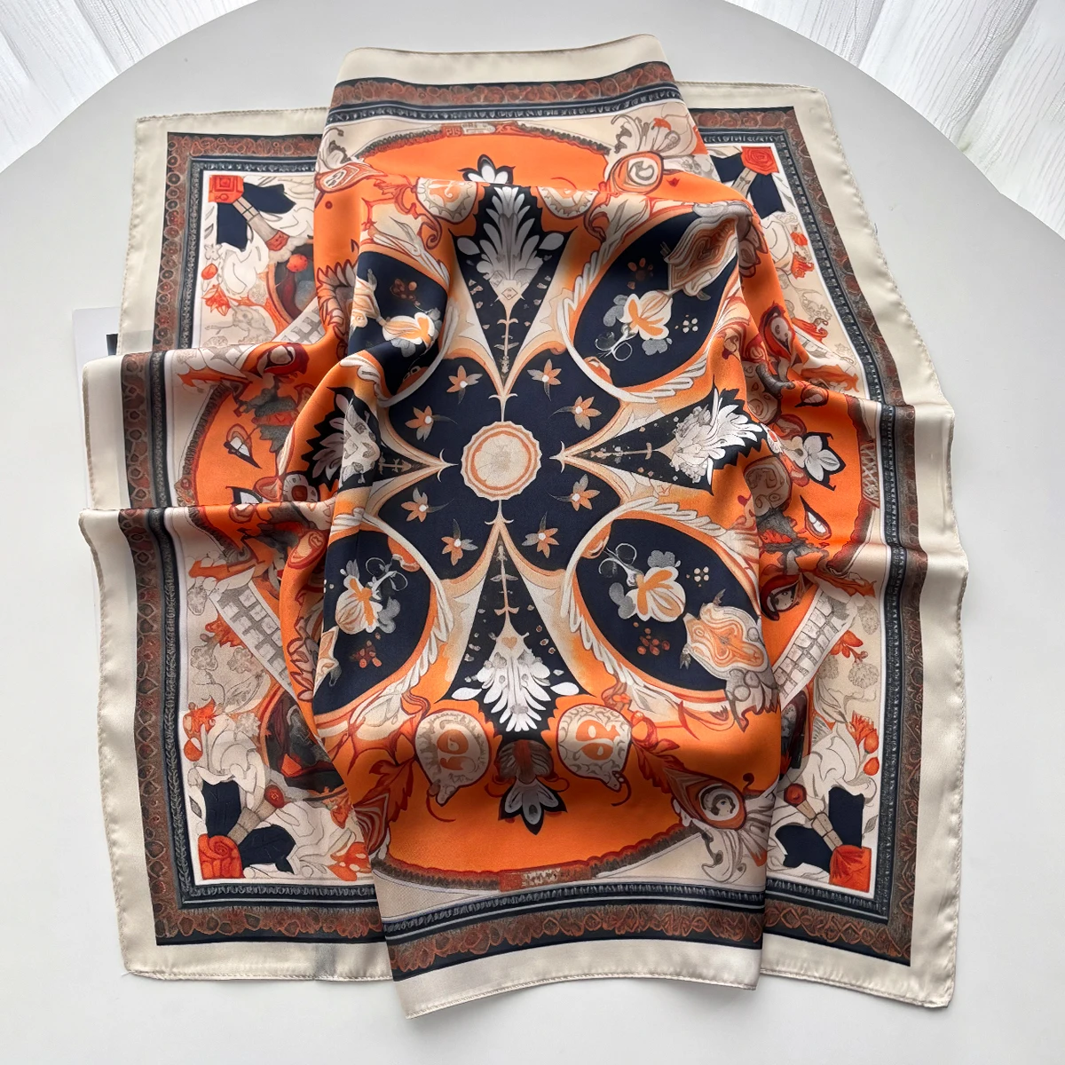 2026 Luxuriöser Seidenschal als Taschenband, Haarband mit Blumenmuster, kleiner Haarschal, Damen-Taschentuch