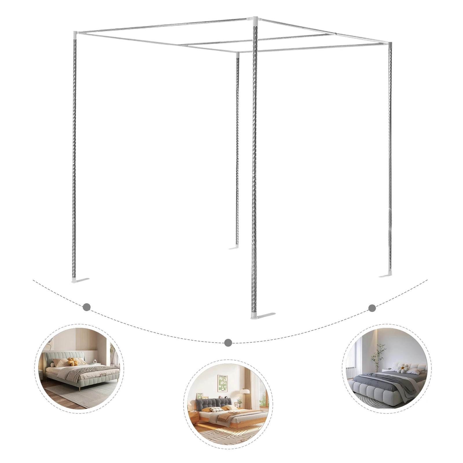 Stainless 4 Corner Mosquito Netting Curtain Bracket Bed Canopy Post 1.5x2x2m
