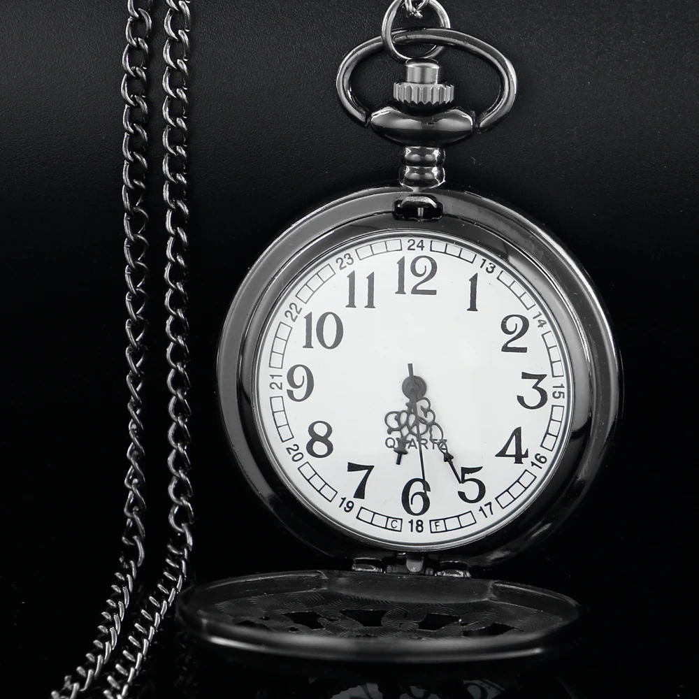 Orologio da tasca al quarzo cavo digitale con croce nera Collana classica retrò con ciondolo Accessori per uomo e donna Orologio regalo per coppia