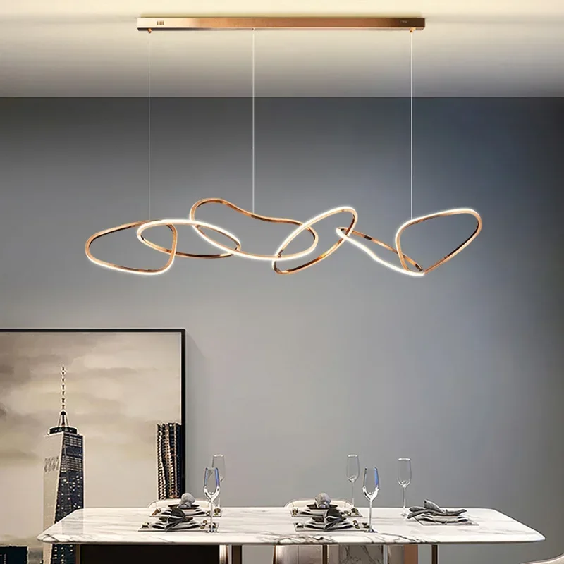 Modern Rose Gold LED Chandeliers Ligthing Lustre Home Decor Circle Rings Chandelier Hanging Lights Fixtures