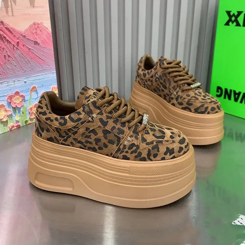 Zapatos deportivos informales con plataforma de leopardo para mujer, zapatillas nuevas de otoño e invierno, zapatos para correr de tendencia de diseñador, para caminar y viajar