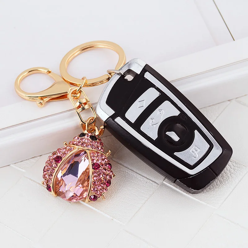 EASYA New Arrival Crystal Insect Shape Chaveiro Keychain Cute Sparkling Metal Key Ring Holder Accessories For Women Girls Bag