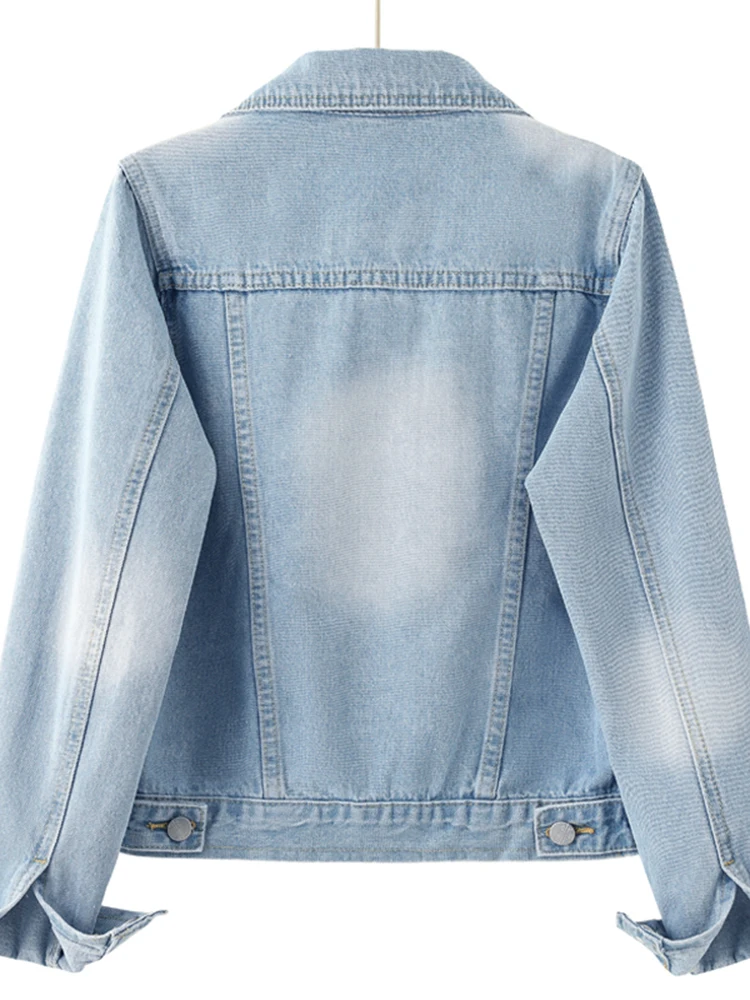 [oein] 2024 Autumn Internet Celebrity Women's Small Denim Top, Hong Kong Style Workwear Jacket, Versatile Student Jacket