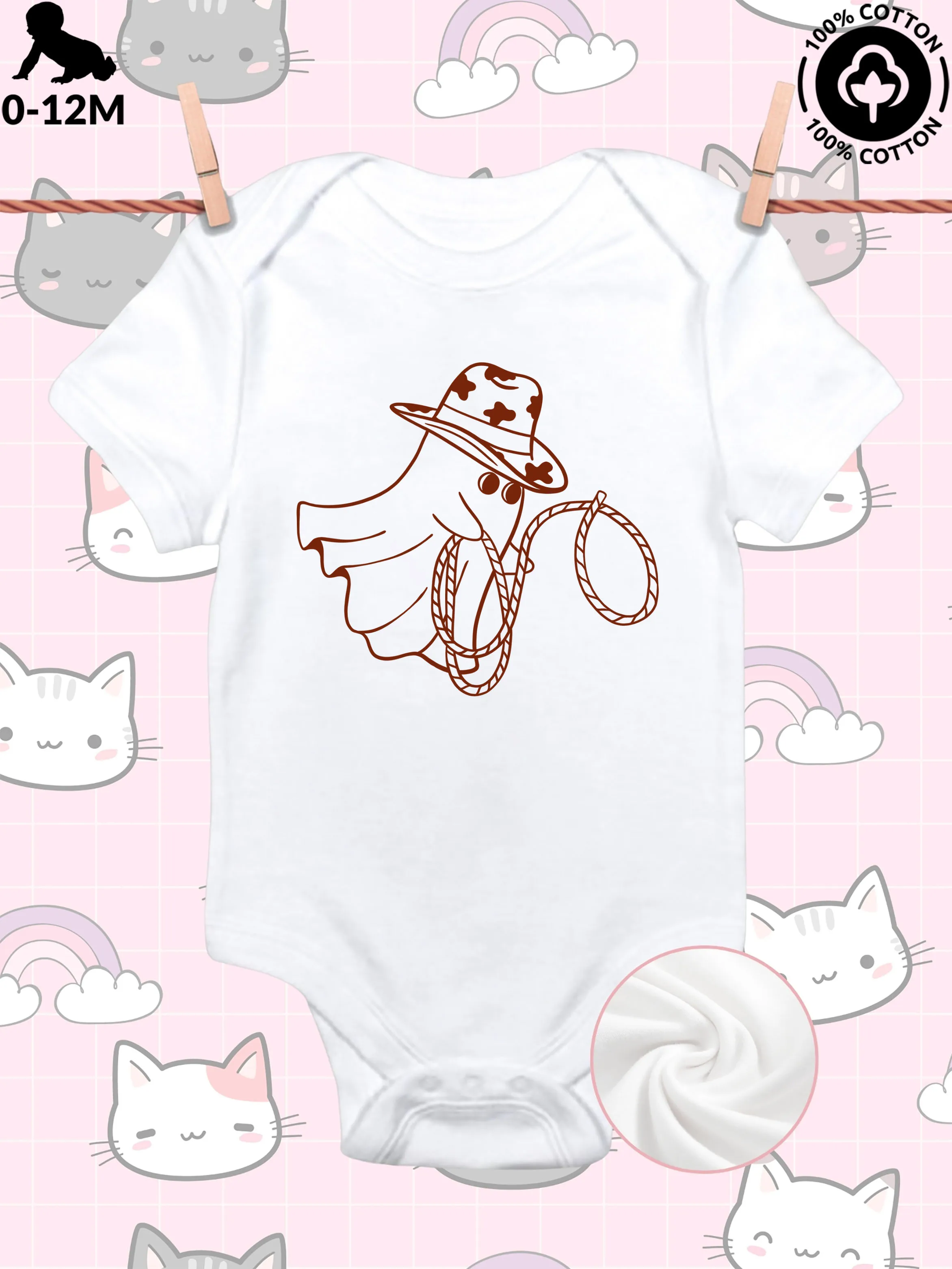 

Милый комбинезон для ползания с рисунком призрака (03), унисекс, из чистого хлопка, мягкий, всесезонный, белый, 190 г/м²