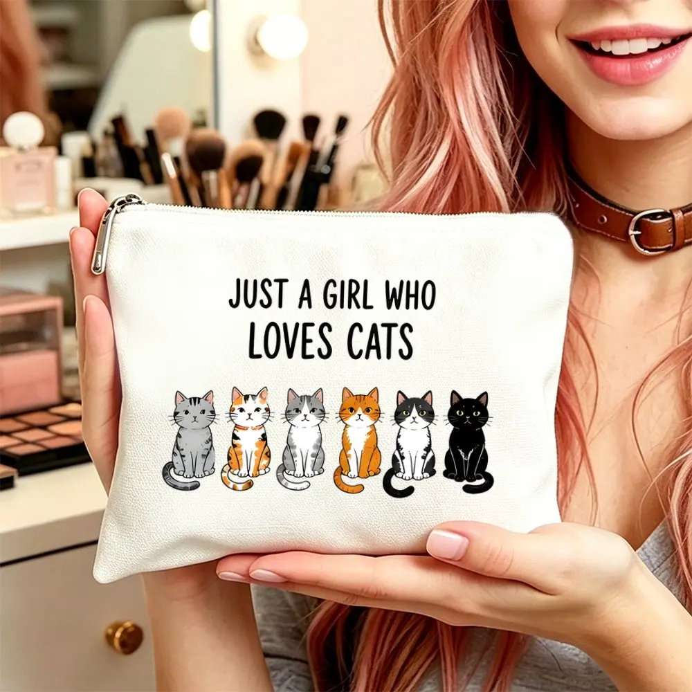 1pc Makeup Bag Cosmetic and Toiletry Pouch Versatile Gift for Women Cat Themed Mom Daughters Friends Christmas Hallowmas Gift