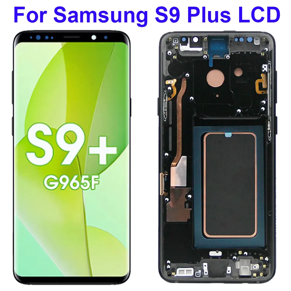 AMOLED For Samsung S9 Plus LCD Display With Frame, Touch Panel Digital Digitizer For Samsung S9+ G9650 G965F Screen Replacement