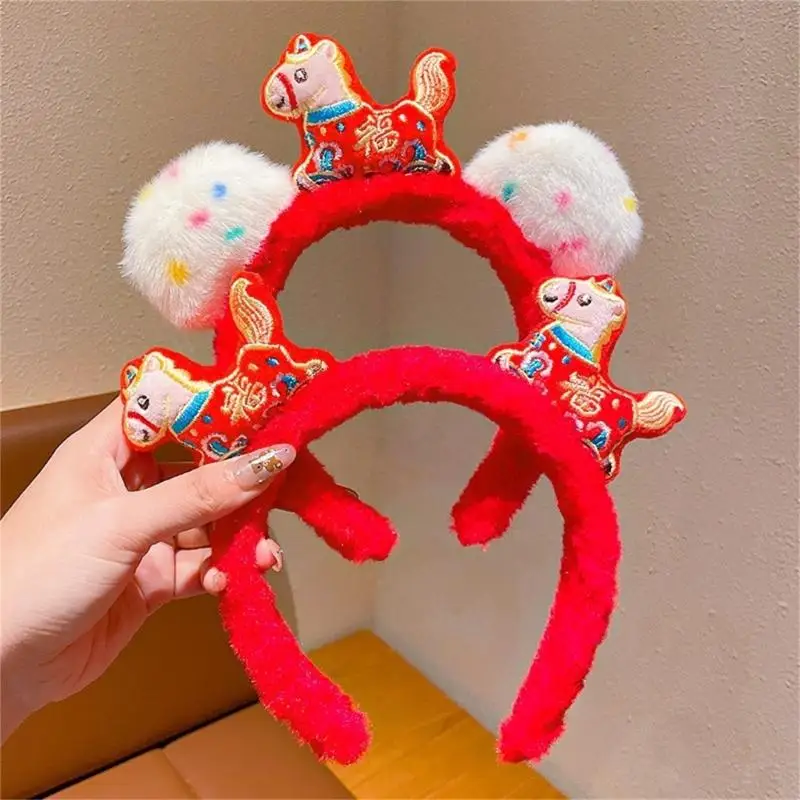 Festival Animal Horse Styes Women Girls Plush Headband New Year Costume Accessories Hair Hoops for Adults Kids Party Headgears