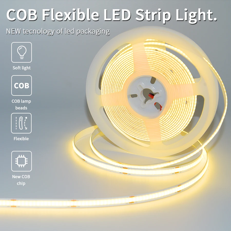 

COB Light Strip DC 12V 24V High Density Flexible Diode Strip 3000K 4500K 6500K 1-10 meters Bedroom Kitchen DIY Decorative Lights