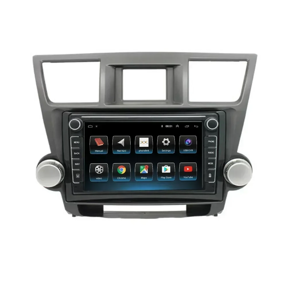 Android 13.0 Car Radio For Toyota Highlander 2 XU40 2007 - 2013 Multimedia Video Player Navi Stereo GPS NO 2Din DVD Camera