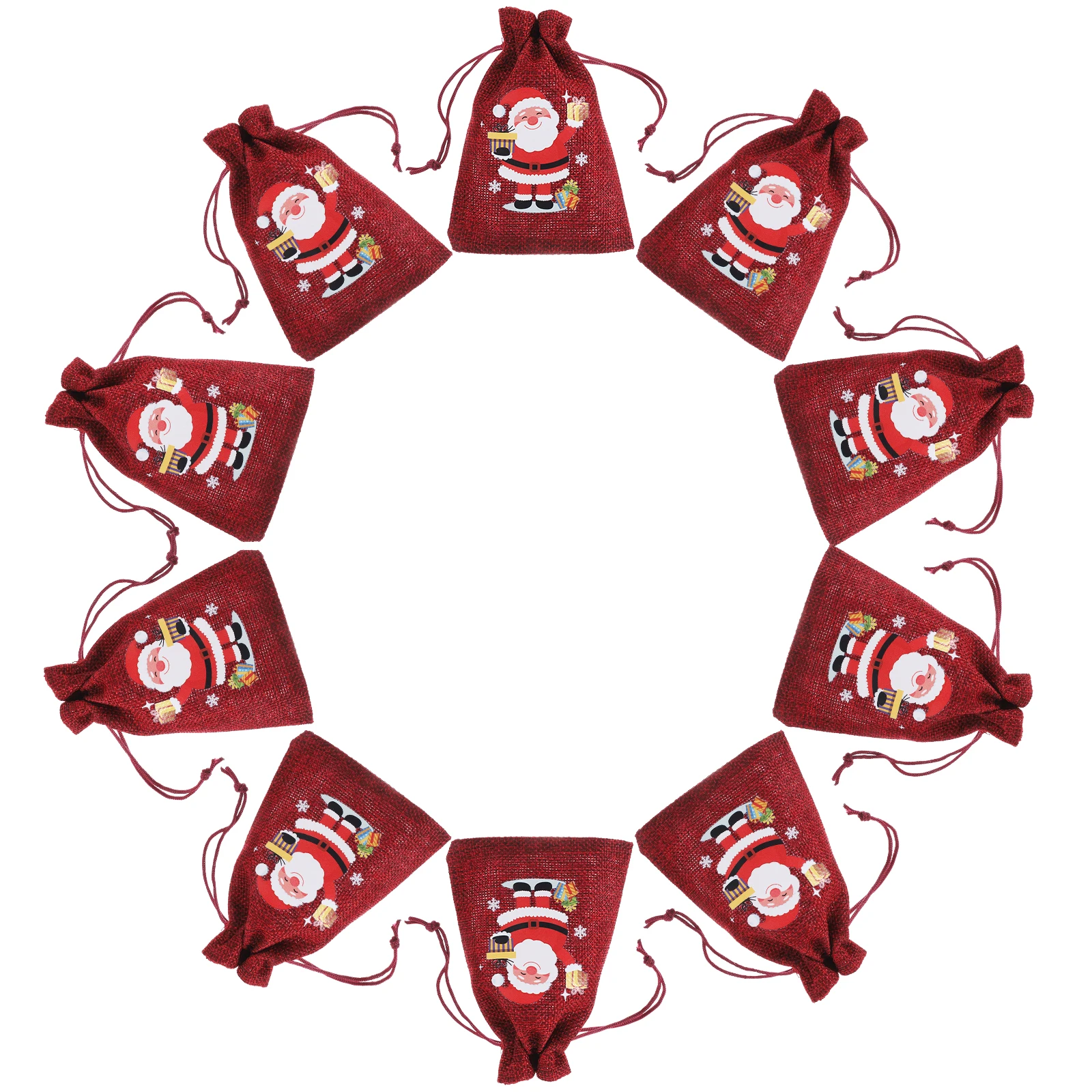 

10Pcs Xmas Drawstring Gift Bags Christmas Candy Bag Jewelry Pouches Snacks Sack Bags Party Favors Xmas Gift Storage Bag