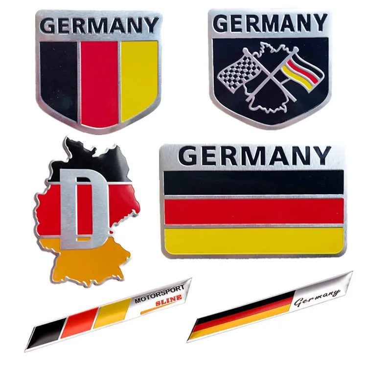 

1 PCS 3D Aluminum alloy Badge Germany German Flag Auto Car Body Front Emblem Stickers Racing Sports motorcycle Automobile Decal