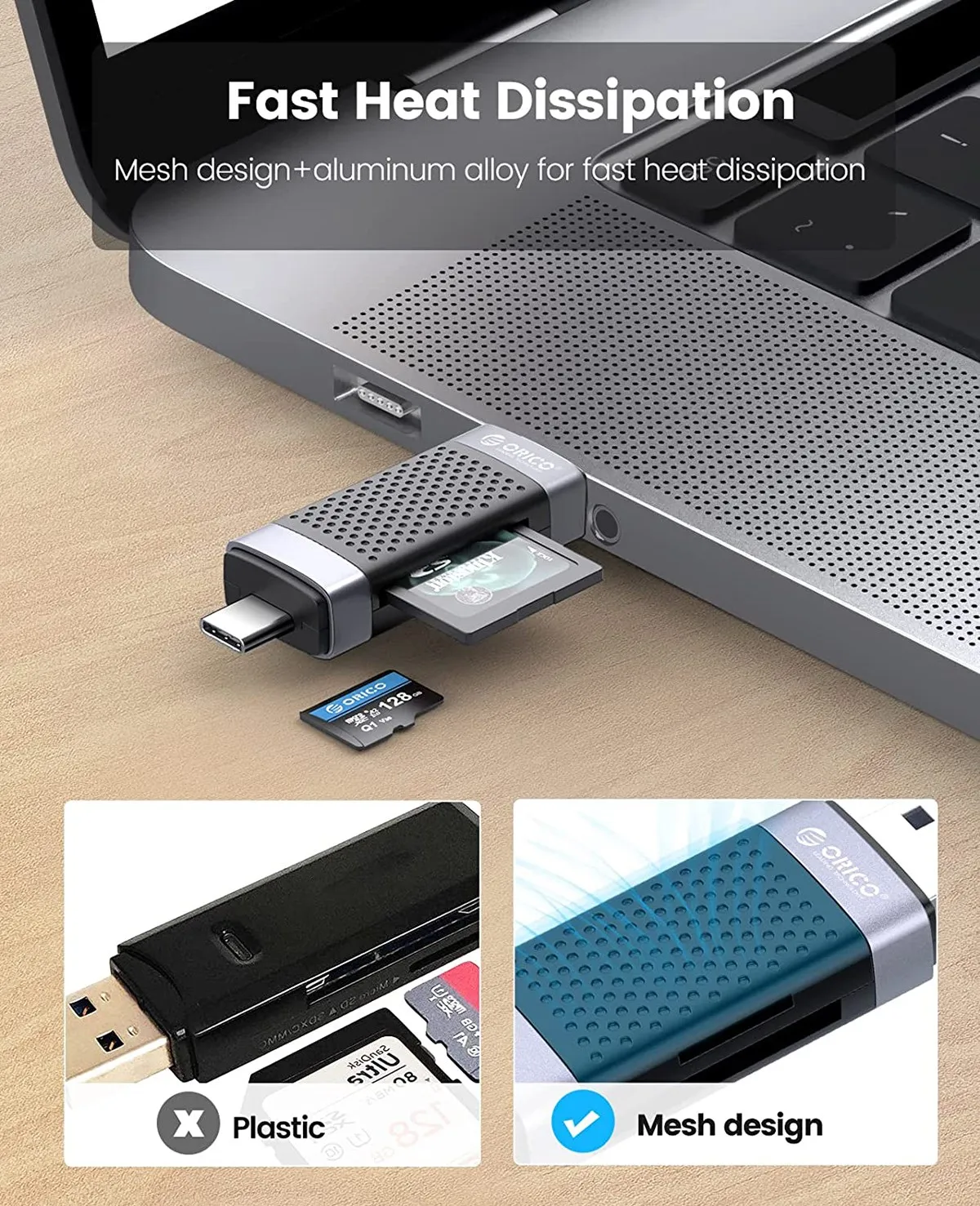 قارئ بطاقات ORICO USB 3.0 فلاش بطاقة ذاكرة ذكية 2 فتحات ل TF SD مايكرو SD بطاقة محول ملحقات الكمبيوتر المحمول ماك بوك لينكس