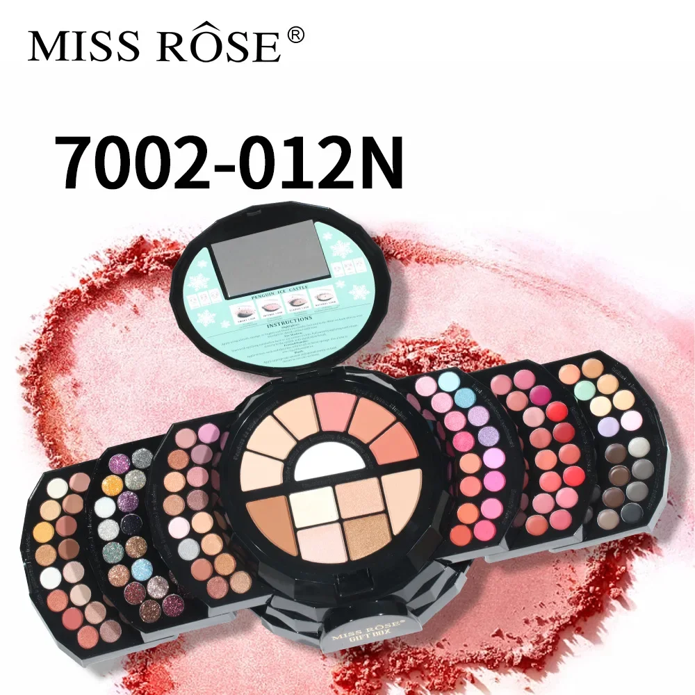 لوحة مكياج MISSROSE متعددة الألوان مع أحمر شفاه ظلال عيون وأحمر خدود ومجموعة بودرة عالية اللمعان تتضمن مرآة