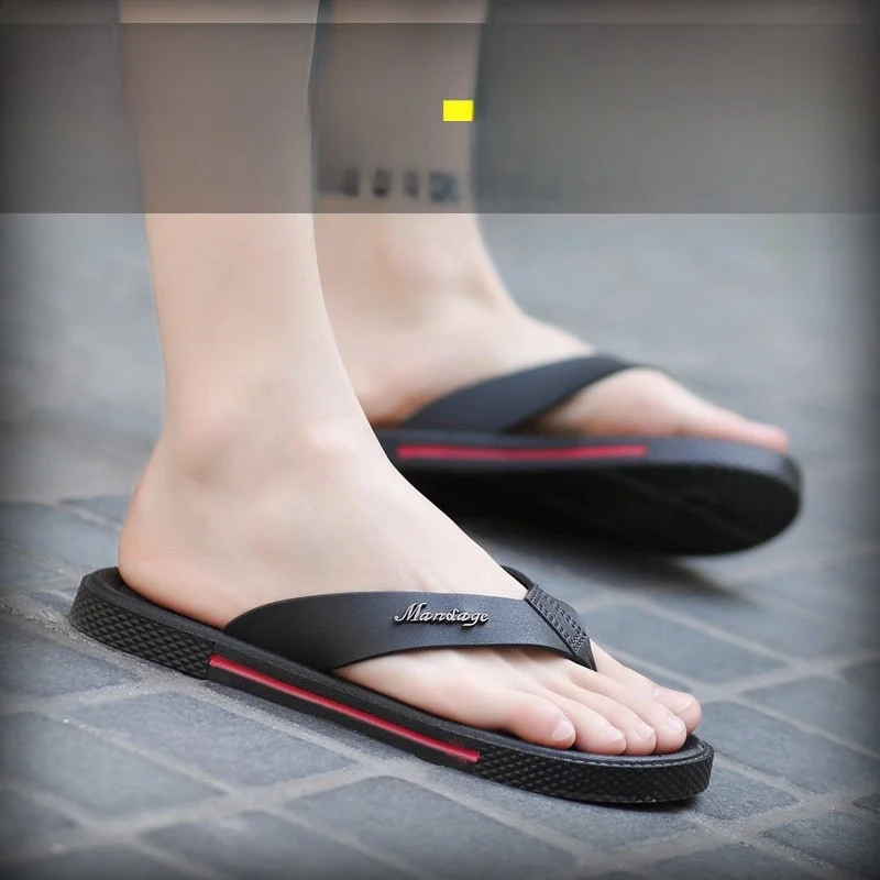 

Men's Summer Beach Soft Bottom Sandals Flat Heel Outdoor Anti-slip Slip-ons Youth Trendy Color EVA Injection Moulding
