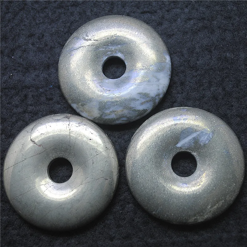 1PC Men's Pendants Nature Pyrite Mine Material Donuts Shape 28MM 40MM 50MM DIY Fashion Jewelry Accessories Free Shipping Wholesa