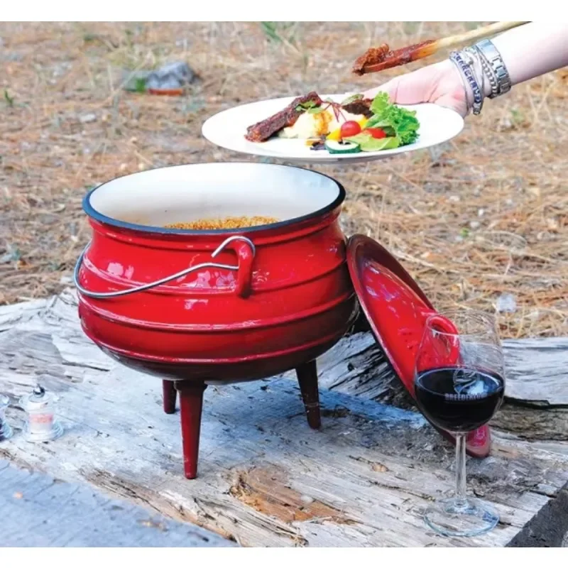 Stock Brand New Enamel Pot Camping Outdoor Home Cooking Tripod Cauldron 7.8 Liters