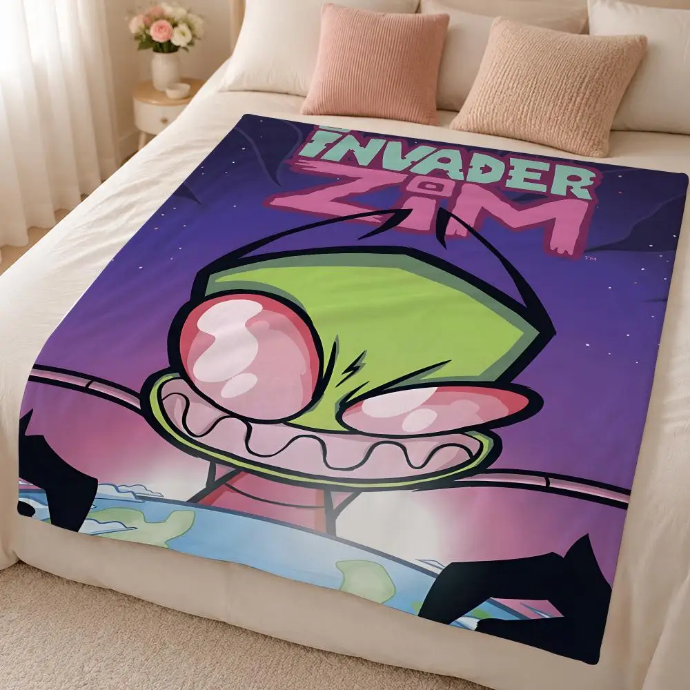 Cartoon Z-ZimInvader Zim Dark Science Fiction Comedy Throw 320g Soft Flannel Fleece Throw Blanket Cover Sofa Bed Dorm Nap Gift