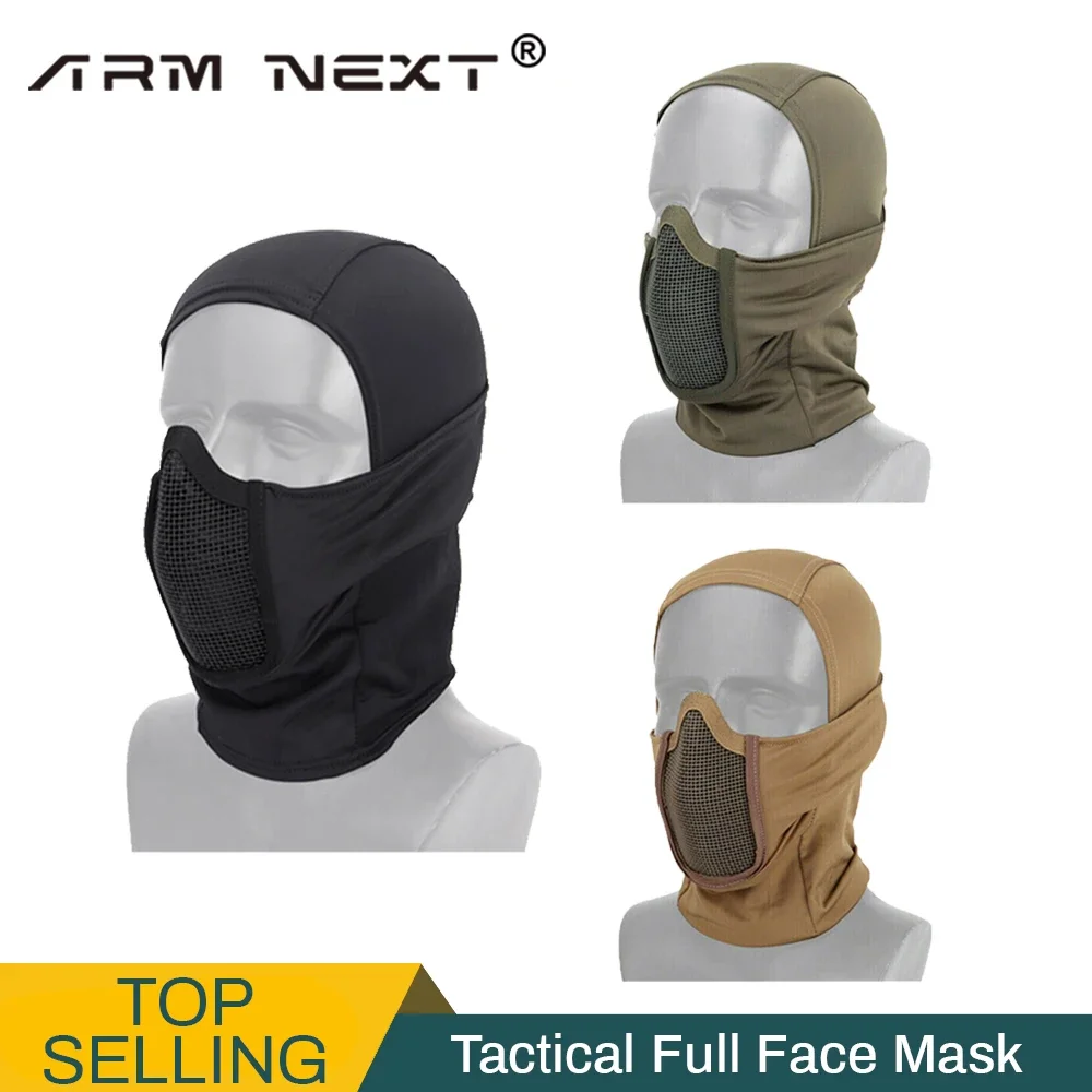 Tactical Full Face Mask Balaclava Cap Motorcycle Army Airsoft Paintball Headgear Metal Mesh Hunting Protective Mask