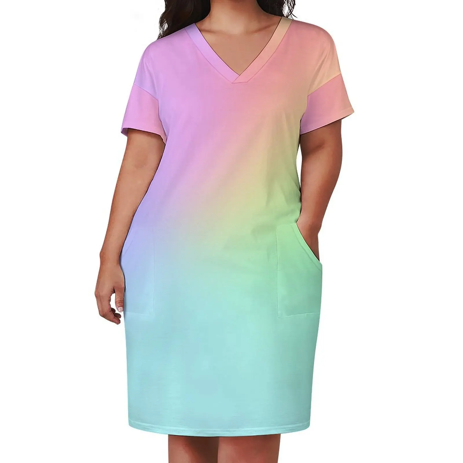 Color Wheel Rainbow Ombre Loose Pocket Dress elegant women's dresses for wedding wedding dresses for woman