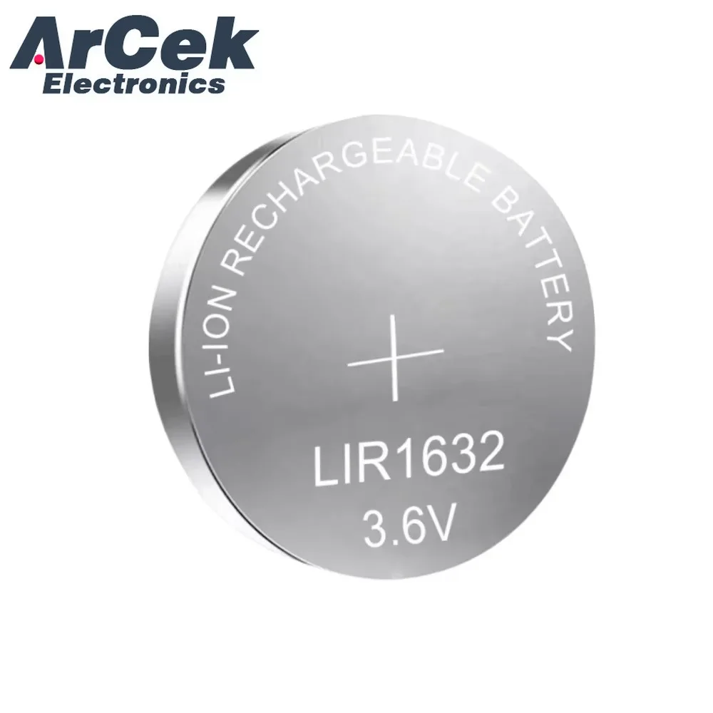 2PCS LIR1632 LIR 1632 3.6V Lithium Rechargeable Batteries for Watch Car Remote Control Replace CR1632 DL1632 Button Coin Cell