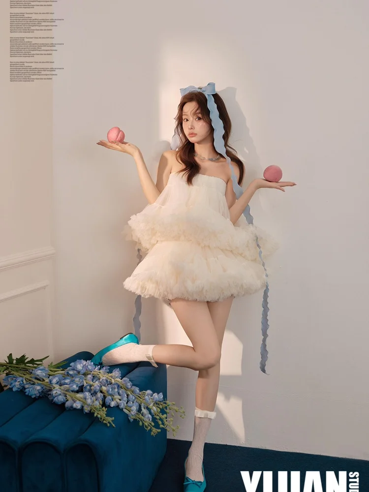 

Новое платье 2026 года в балетном стиле с пышной юбкой и декоративным лифом, в корейском стиле, для фотосессий в студии, создающее особую атмосферу