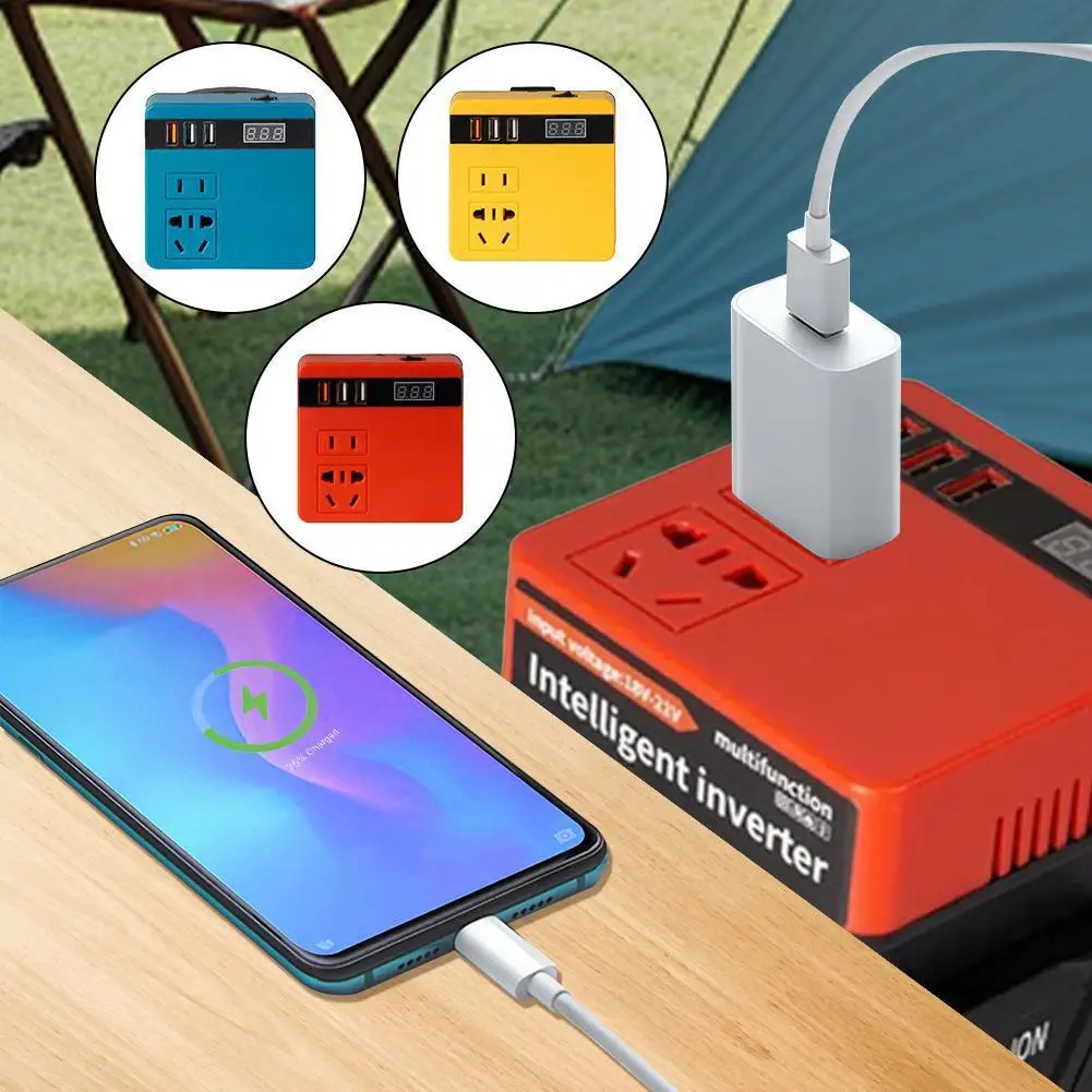 

NEW 300W Power Inverter DC 18V-21V To AC 220V Lithium Battery Inverter With Dual USB,1 QC 3.0 For DeWalt / / Milwauk Z1O6
