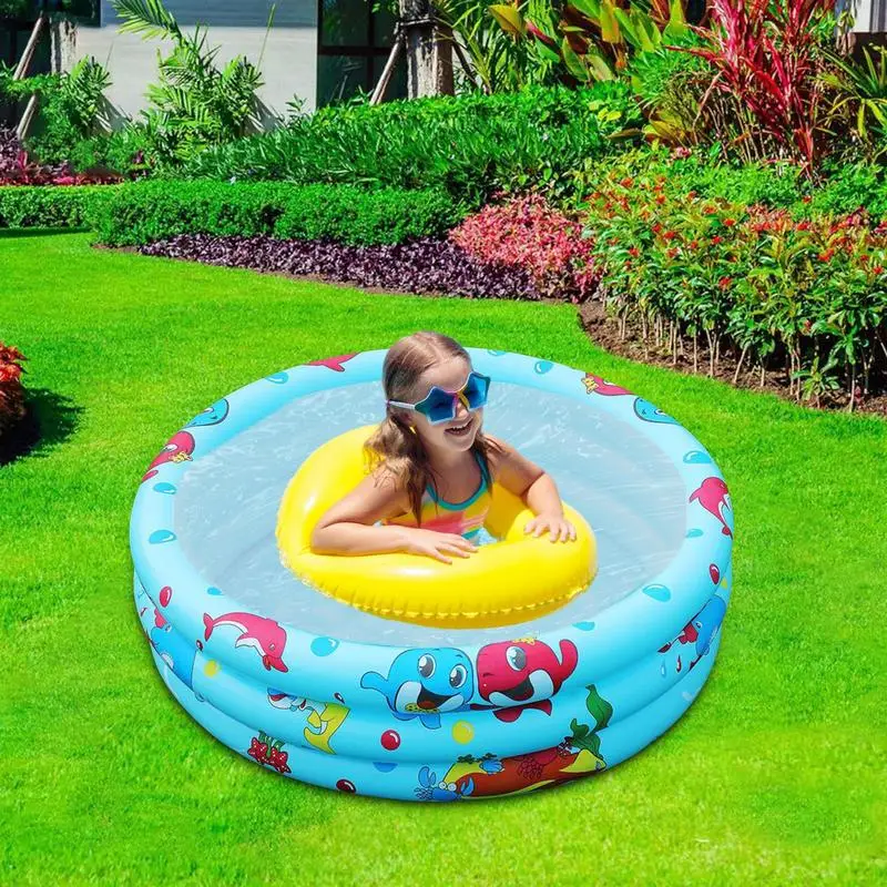 Outdoor Inflatable Swimming Pool 3 Rings Portable Swimming Pool For Children Inflatable Bathtub Pool Toddler Water Game Play