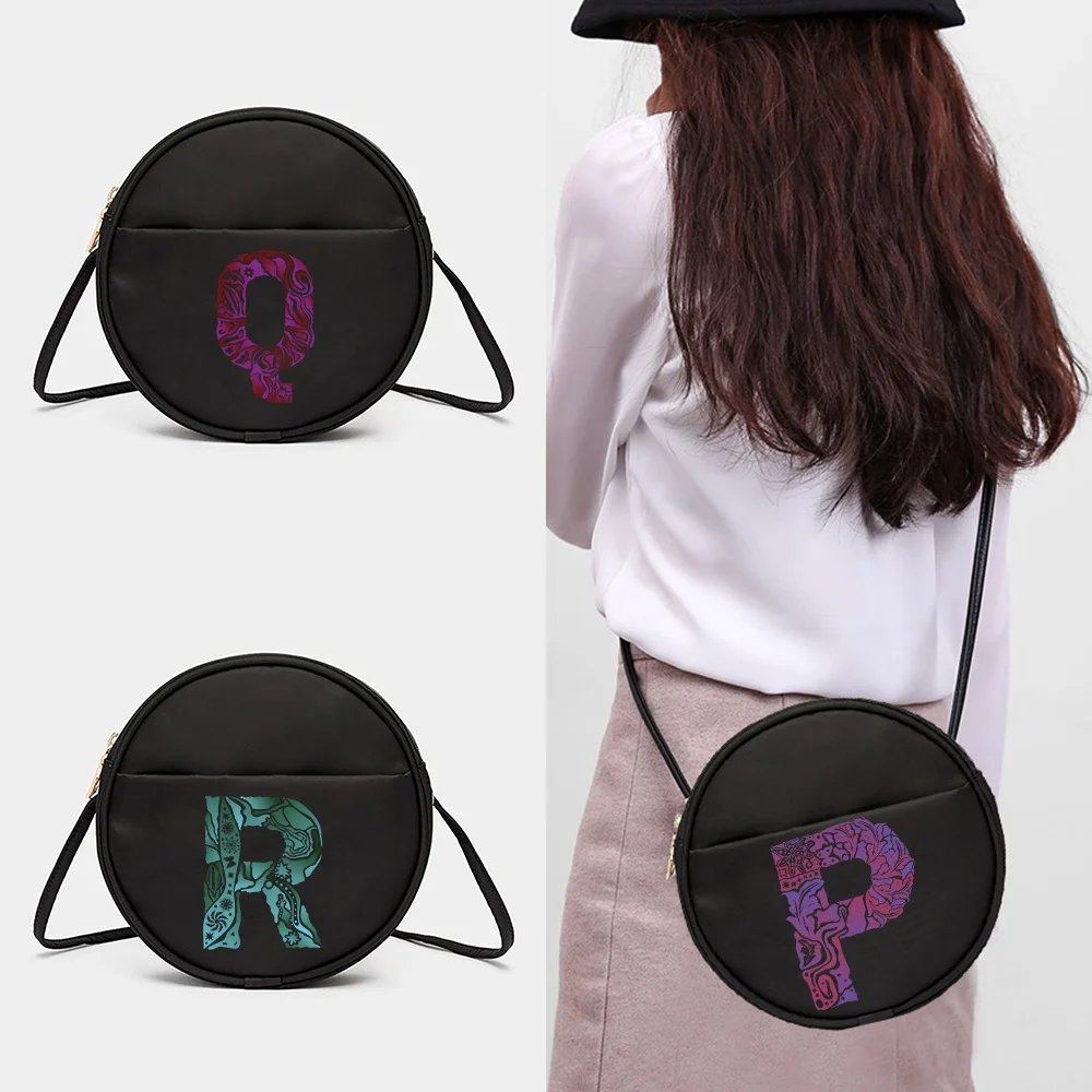 Round Messenger Women Bags Wallets Organizer Phone Purse Handbag for Female Crossbody Shoulder Bags Engrave Image Letter Printed