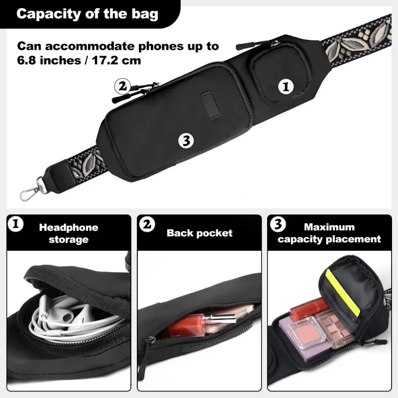 Crossbody Bag for Women Nylon Shoulder Strap Multifunctional Adjustable Strap Crossbody with Wallet Can Hold Keys, Credit Cards