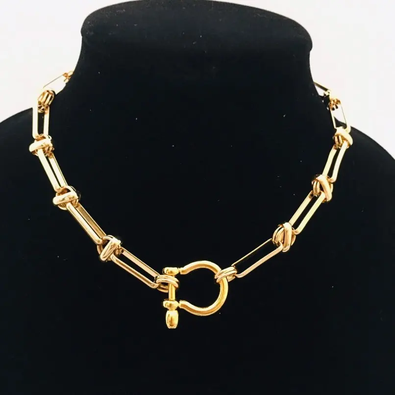 Chain Choker Women Decoration Stainless Steel Jewelry Chunk Collar Padlock Spring Gate Clasp Heart Lock Charm Aesthetic Necklace
