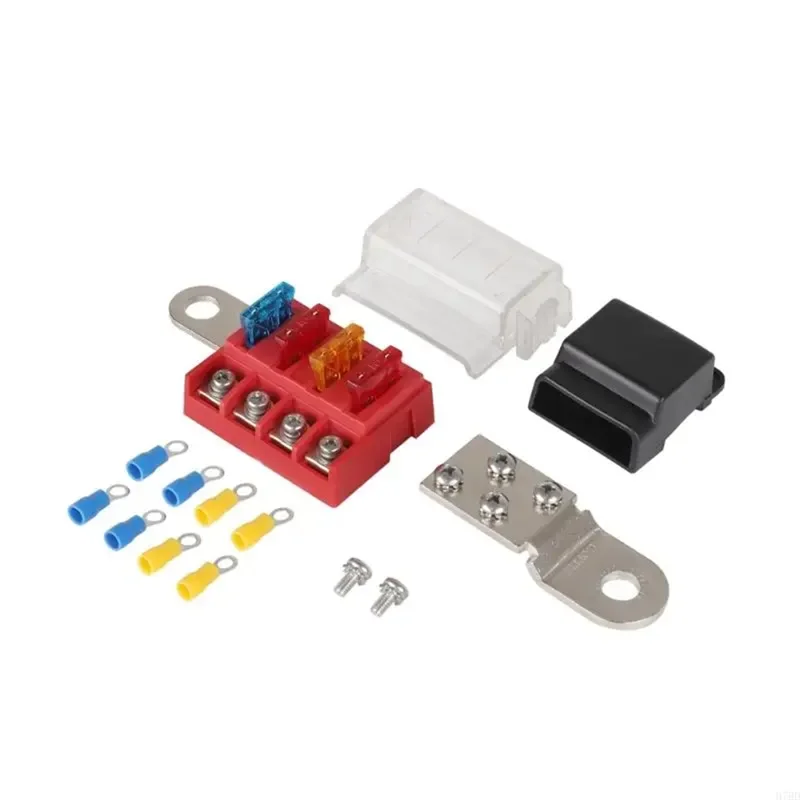 Reliable-M10 100A 32V 4 Circuit Kit Blade Fuse Block Battery Terminal Mount Busbar Boating Equipment For Car Yacht Truck