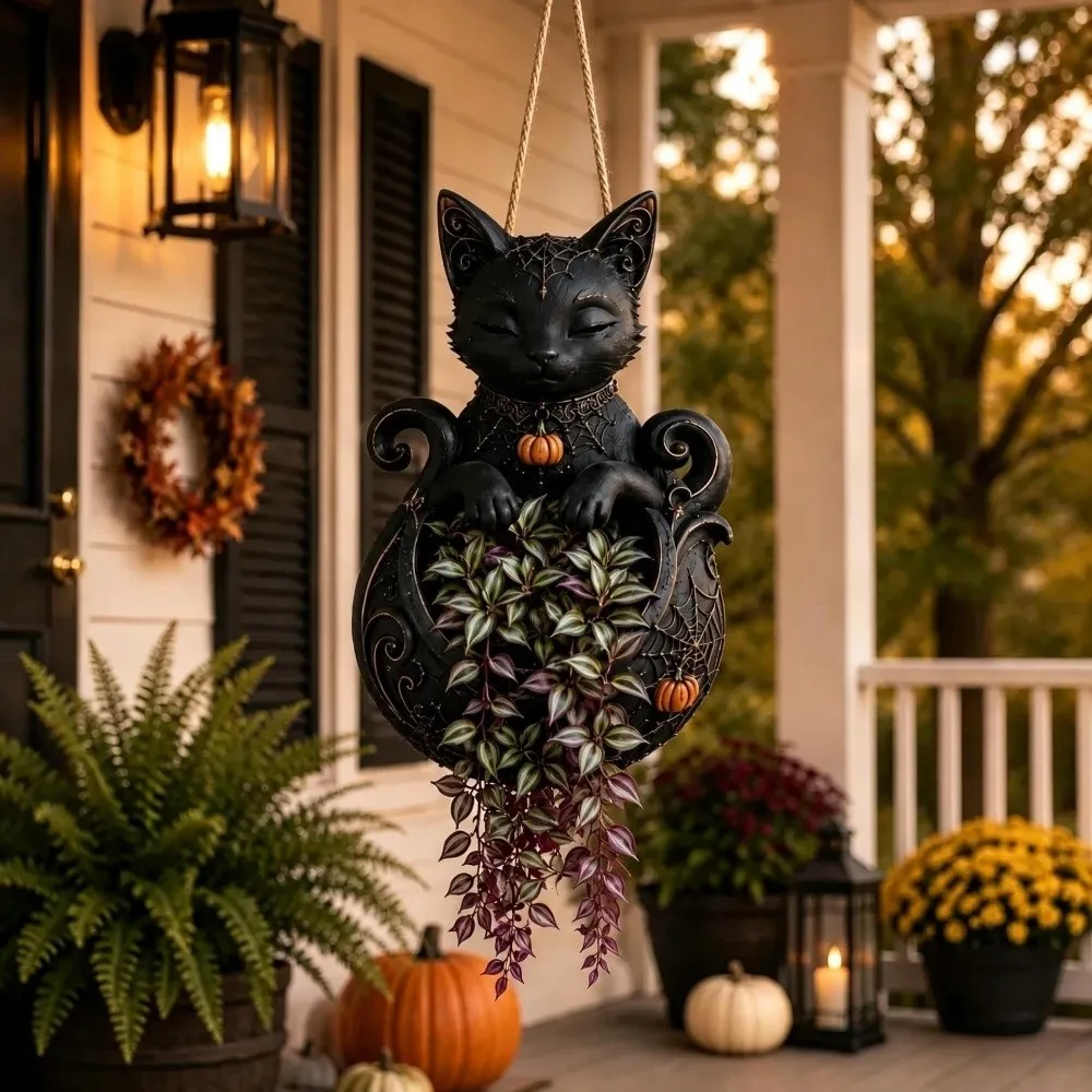 Home Decor Halloween Bat Shaped Flower Pot 3d Printed Gothic Style Wall Plant Pot Bird Witch Garden Decorations Halloween