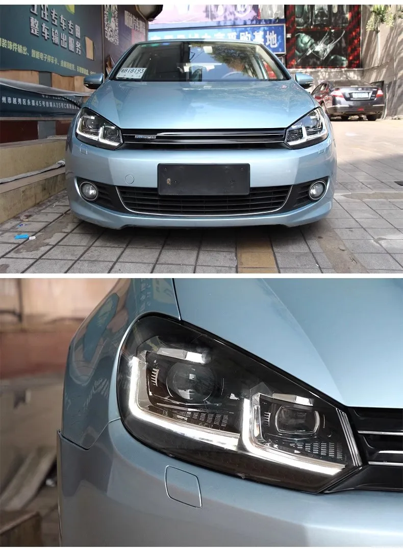 

Suitable For Golf 6 Headlight Assembly A Pair Of Modified 7.5LED Daytime Running Lights Streamer Turn Signal Lens Xenon Lamp