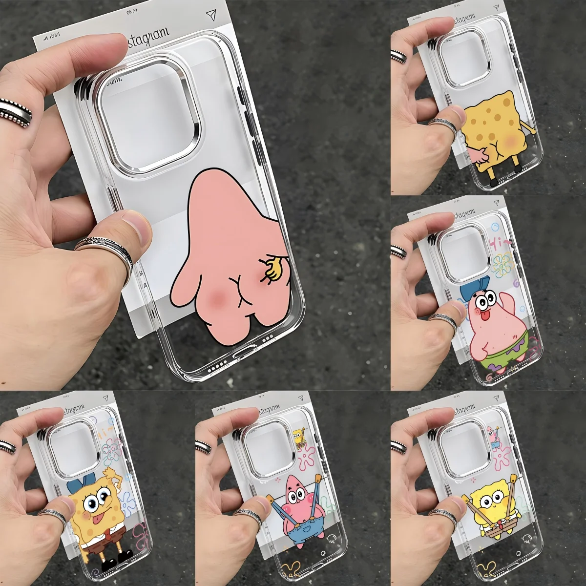 Anime S-SpongeBobs Phone Case for Samsung Galaxy S26 S25 S24 S23 S22 S21 S20 Note20 FE Ultra Edge Plus 4G 5G Transparent Cover
