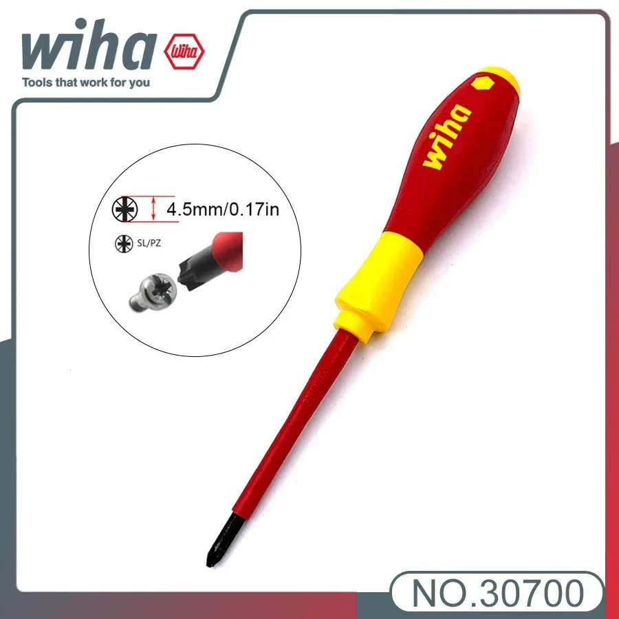 ของแท้ WIHA 30700 2 in 1 ไขควงฉนวน 1000V VDE ทดสอบฉนวนกันความร้อนแบบพกพาช่างไฟฟ้า Phillips Slotted Pozidriv Screwdr