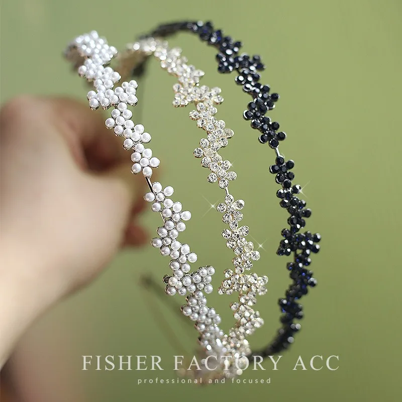 2025 eleganckie ślubne Rhinestone kwiatowe opaski do włosów z pałąkiem na głowę kobiety dziewczęta obręcz do włosów opaska na głowę akcesoria nakrycia głowy nakrycia głowy ozdoba