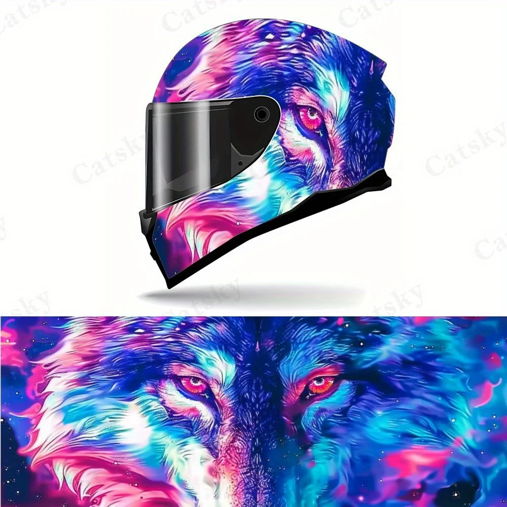Aurora Wolf Helmet Sticker - Made of High-quality PVC, Vivid Details of The Phantom Wolf, A Must-have for Motorcycle Helmets To