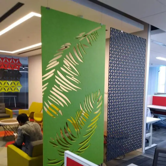 Custom Size Felt Office Acoustic Room Divider Standing Room Polyester PET Acoustic Privacy Screen Partition