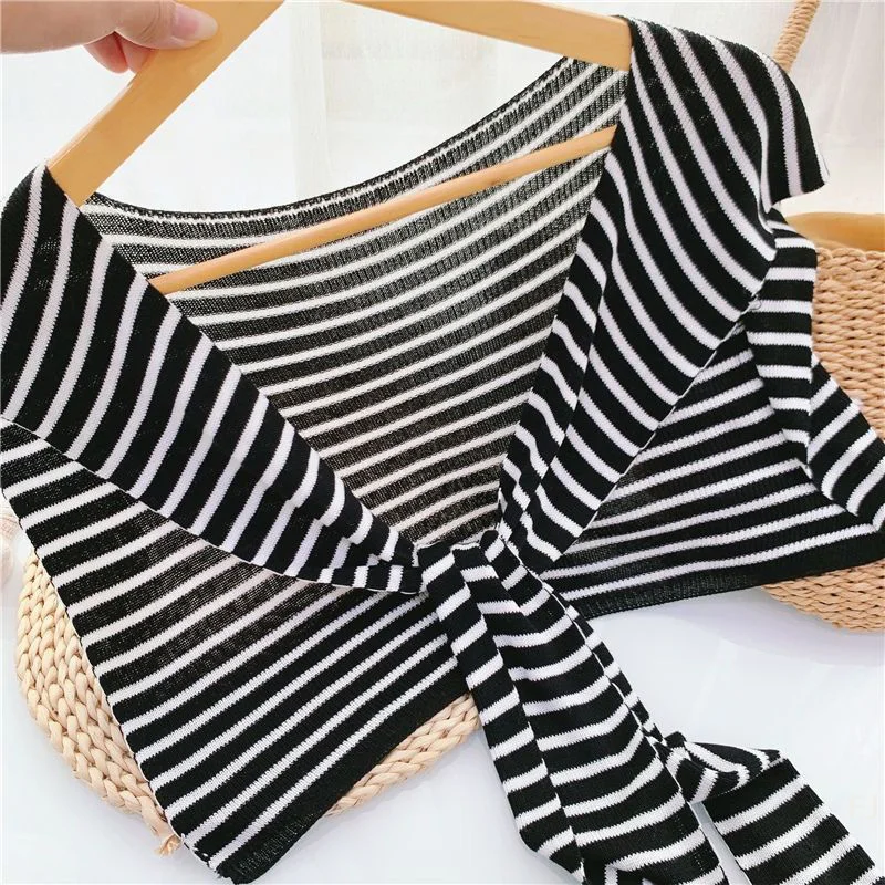 

[YU]Summer Striped Sunscreen Thin Small Cape Knitted Air-Conditioned Room Shawl Female Outerwear